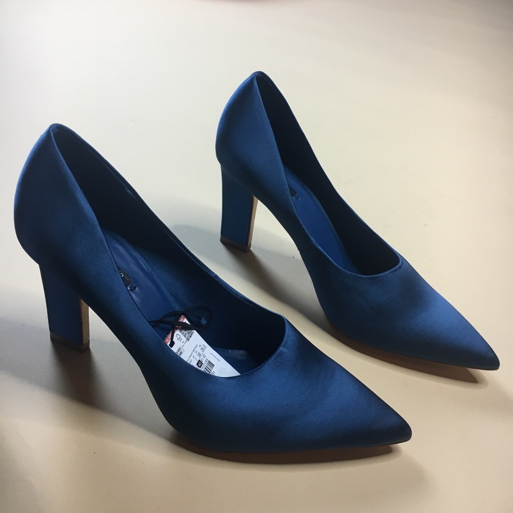 ZARA Blue Satin Pumps